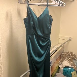 Emerald green satin dress. Size 4